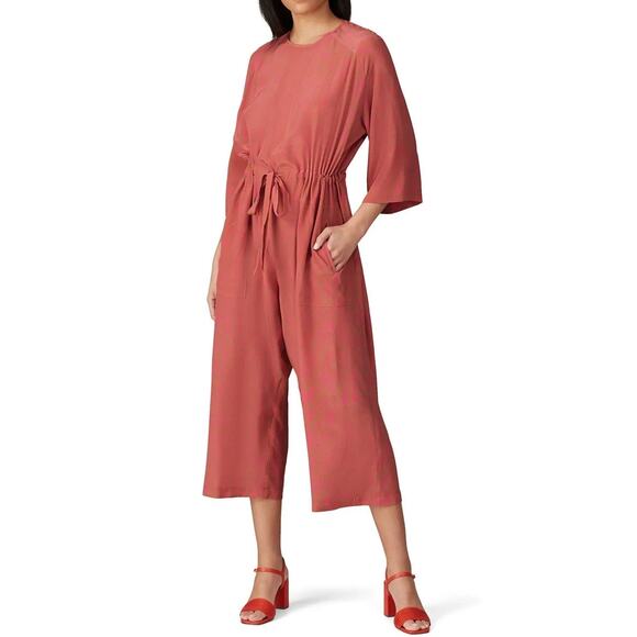 No 6 Store Tan with Hot Pink Dots Ida Jumpsuit 1 Small - Picture 1 of 15